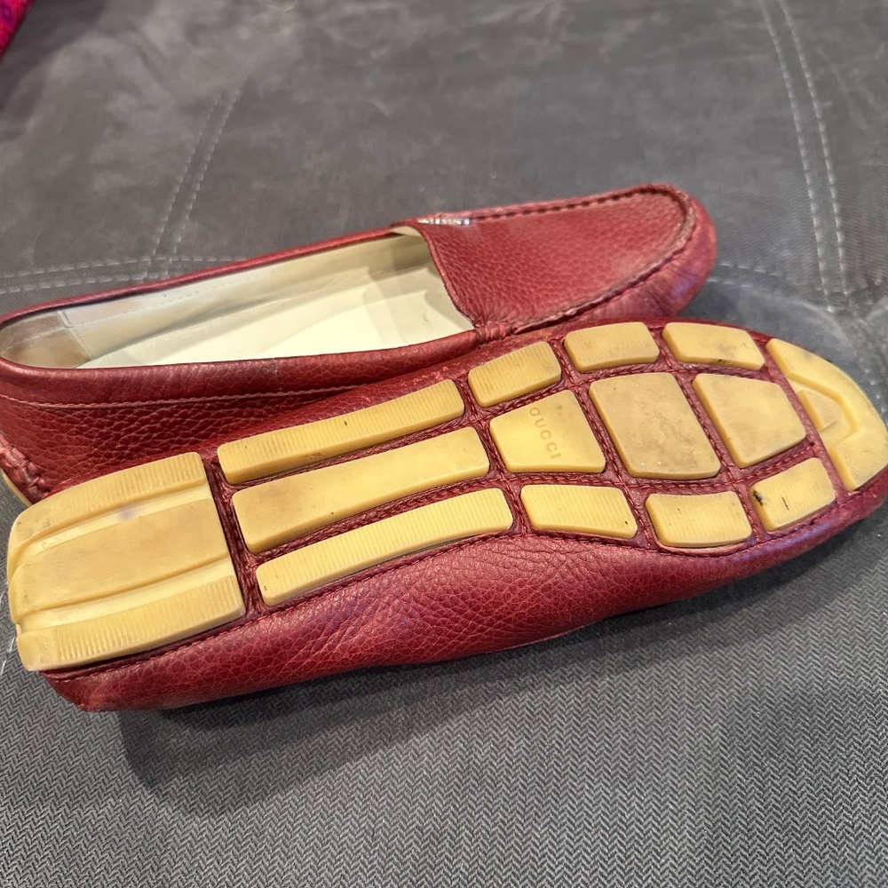 Gucci Red Leather Moccasin Flats - Picture 4 of 4
